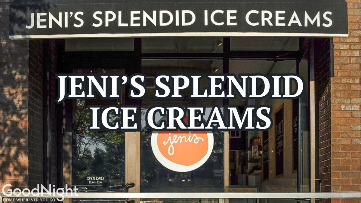 A cheerful exterior of a local ice cream shop with a prominent storefront sign, a welcoming glass entrance, and an outdoor seating area where friends can gather and relax. The scene is filled with sunlight and casual social activity.